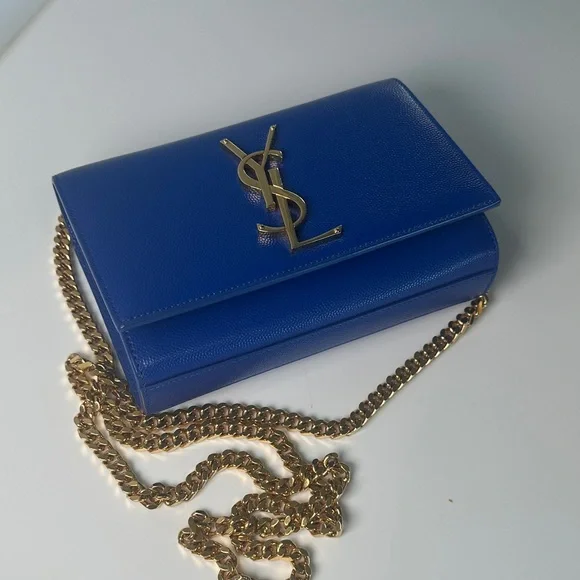 Yves Saint Laurent Royal Blue Mini Crossbody with Gold Chain - Picture 2 of 7